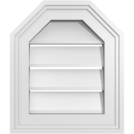 Ekena Millwork Octagonal Top Surface Mount PVC Gable Vent w/ 2"W x 1-1/2"P Brickmould Frame, 12"W x 14"H GVPOT12X1402SF